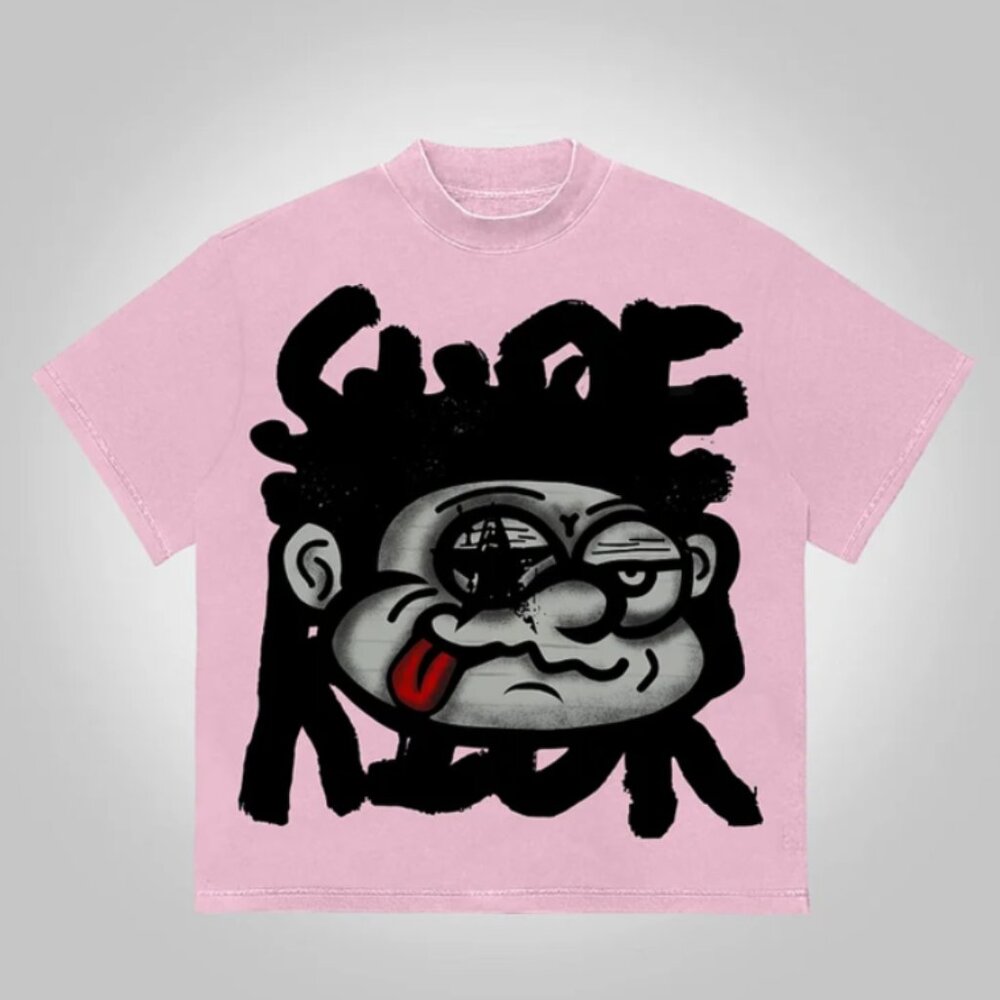 Caribbean Sea Vintage Big Face Graphic T-Shirt in Pink Size S NWOT